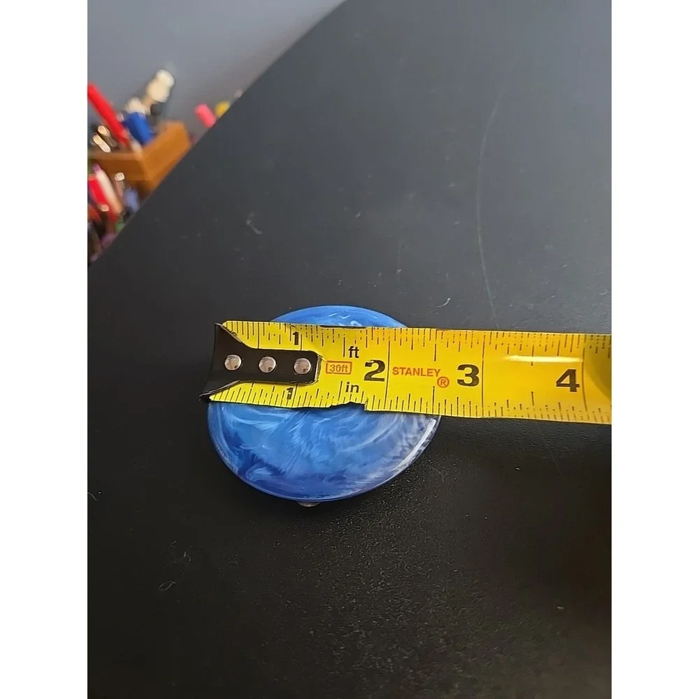 Vtg Compact Mirror Needlepoint Tapestry Petite Point Powder Puff  Blue Bakelite